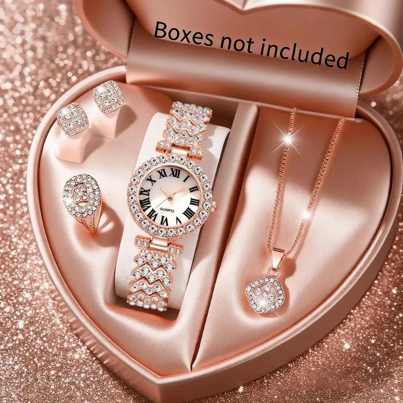 5PCS Luxury Rhinestone Women's - Jewelry Box Watches Bracelets 评论和价格