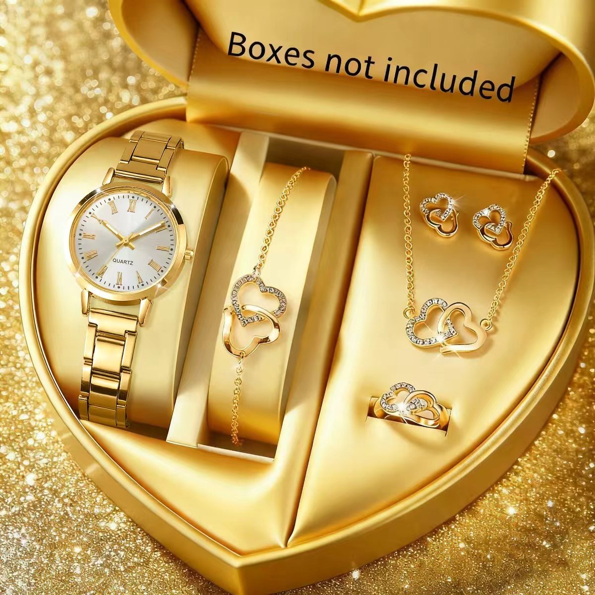 6PCS Fashion Women's Quartz Wa - Jewelry Box Watches Bracelets 评论和价格