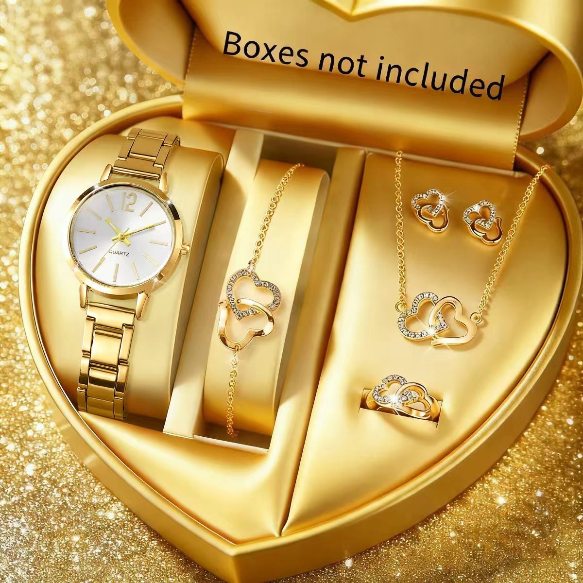 6PCS Fashion Women's Quartz Wa - Jewelry Box Watches Bracelets 评论和价格