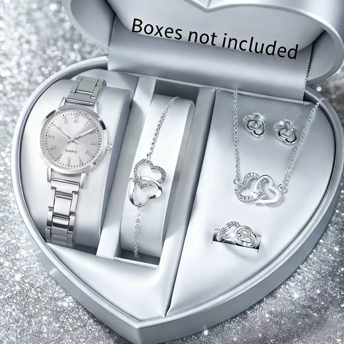 6PCS Fashion Women's Quartz Wa - Jewelry Box Watches Bracelets 评论和价格