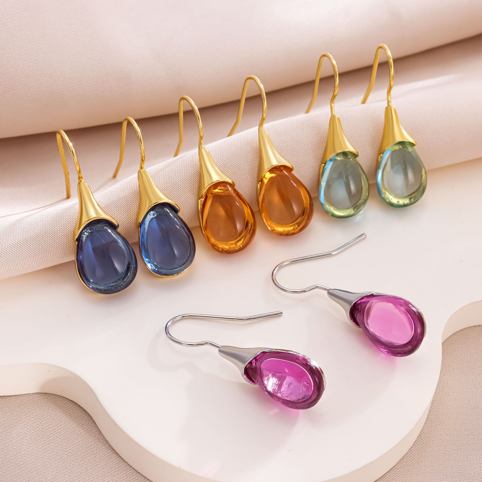 Trendy Women Cat's Eye Stones  - Opal Earrings Dangle 评论和价格