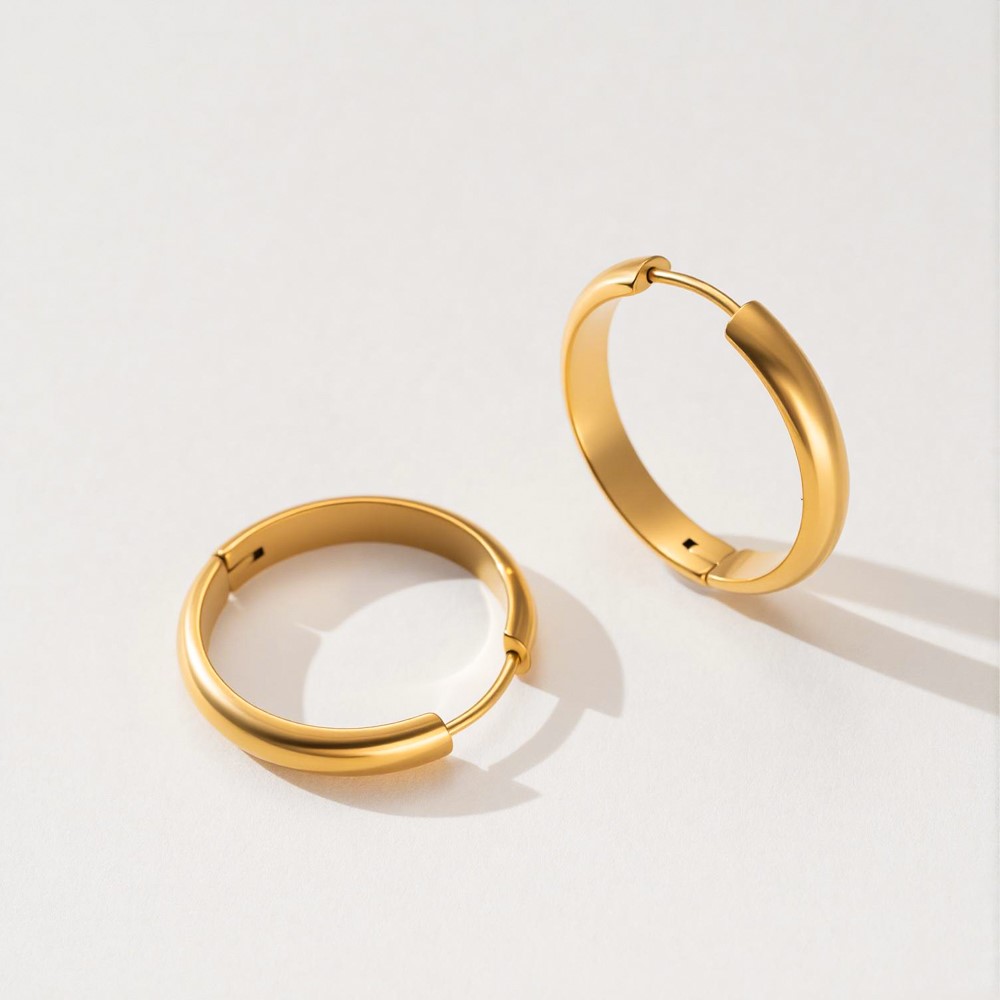 4Pcs Stainless Steel Round Hoo - Hoop Earrings 评论和价格
