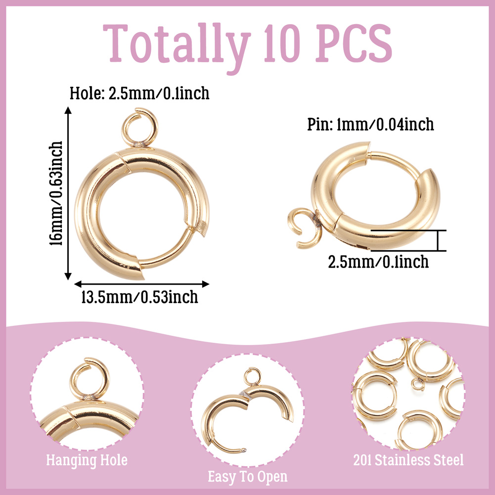 10pcs 201 Stainless Steel Hugg - Hoop Earrings 评论和价格