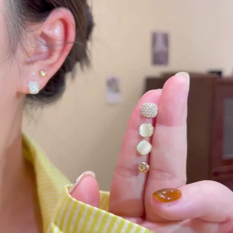 2026 New 3 Pairs Gold Plated S - Opal Earrings Dangle 评论和价格