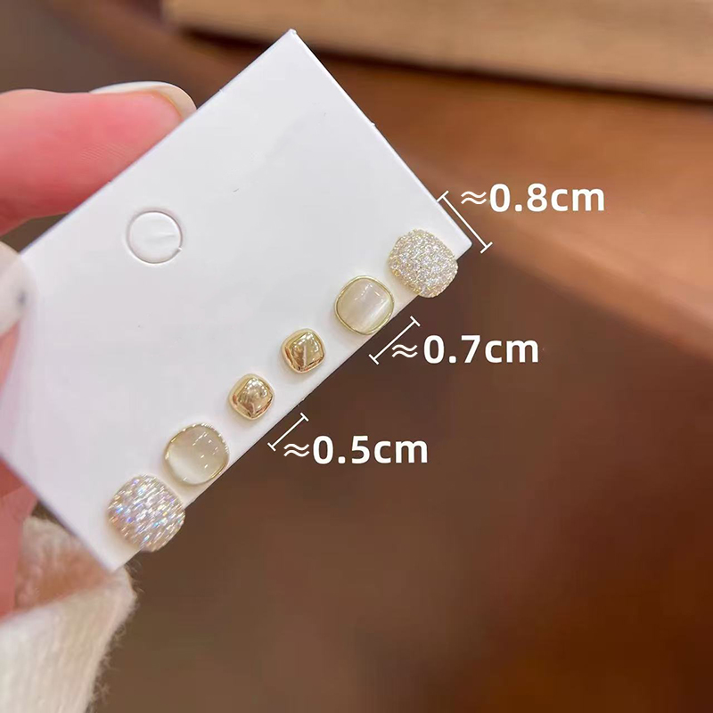 2026 New 3 Pairs Gold Plated S - Opal Earrings Dangle 评论和价格