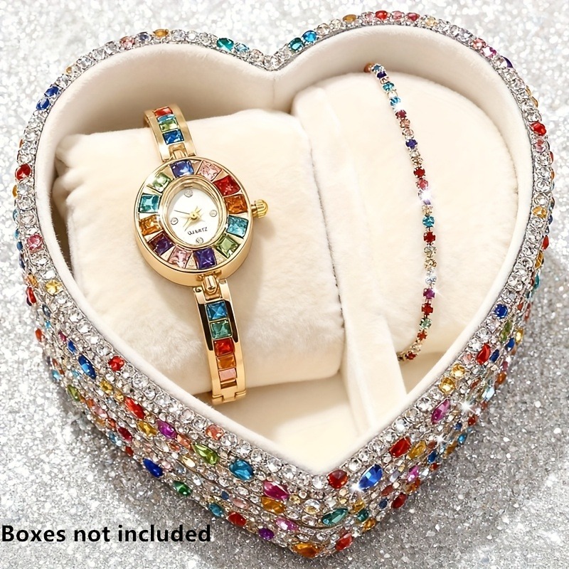 2pcs Elegant Colorful Rhinesto - Jewelry Box Watches Bracelets 评论和价格