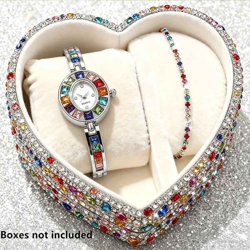 2pcs Elegant Colorful Rhinesto - Jewelry Box Watches Bracelets 评论和价格